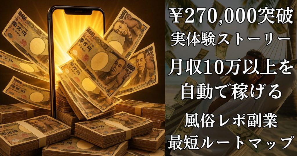 【ワクスト稼げる？】風俗・メンズエステ体験談でアダルト・エロ副業｜売上27万円の不労所得ロードマップ【wakustレポ販売ビジネスで収益化】